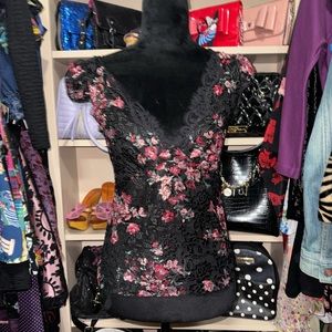 VTG Betsey Johnson Floral Lace Top